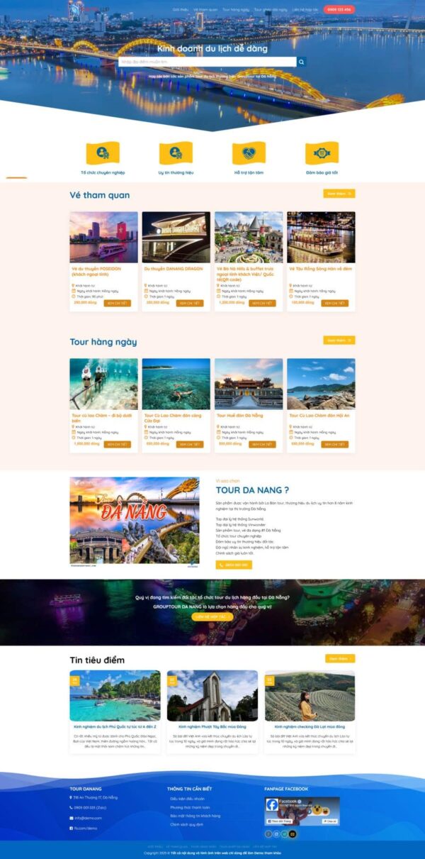 Website bán tour du lịch 25 chuẩn đẹp