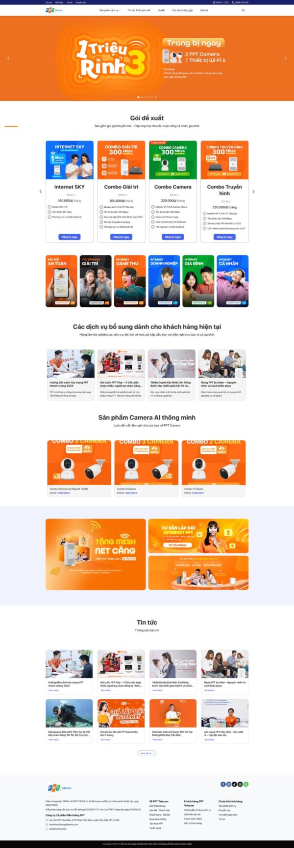 Theme wordpress lắp mạng ,camera fpt 2