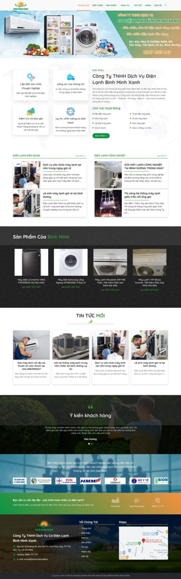 Website dịch vụ sửa điện lạnh chuẩn đẹp